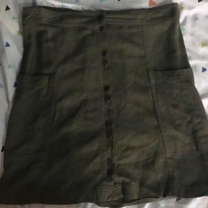 olive green button up skirt